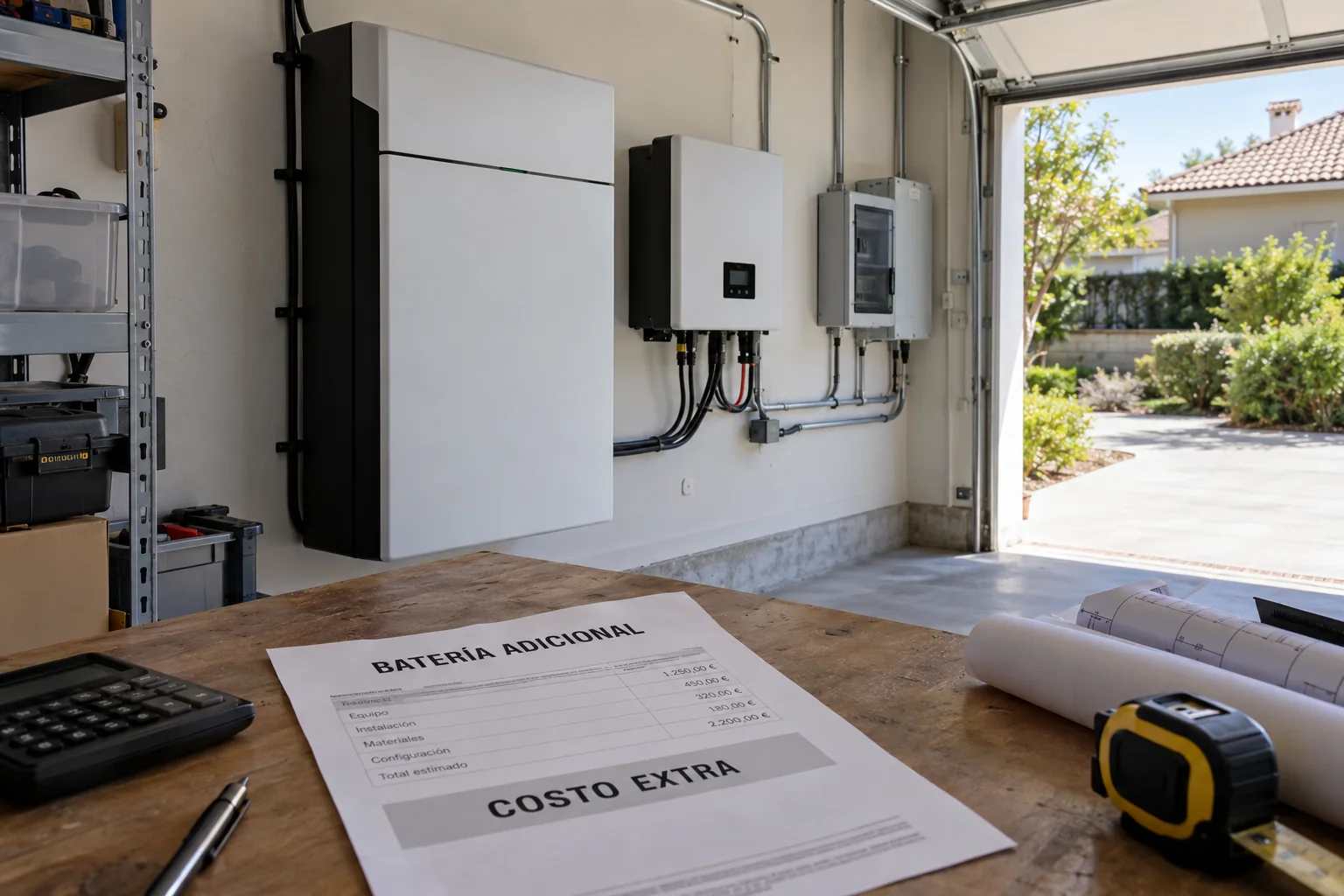 Solar battery beside an additional-cost estimate
