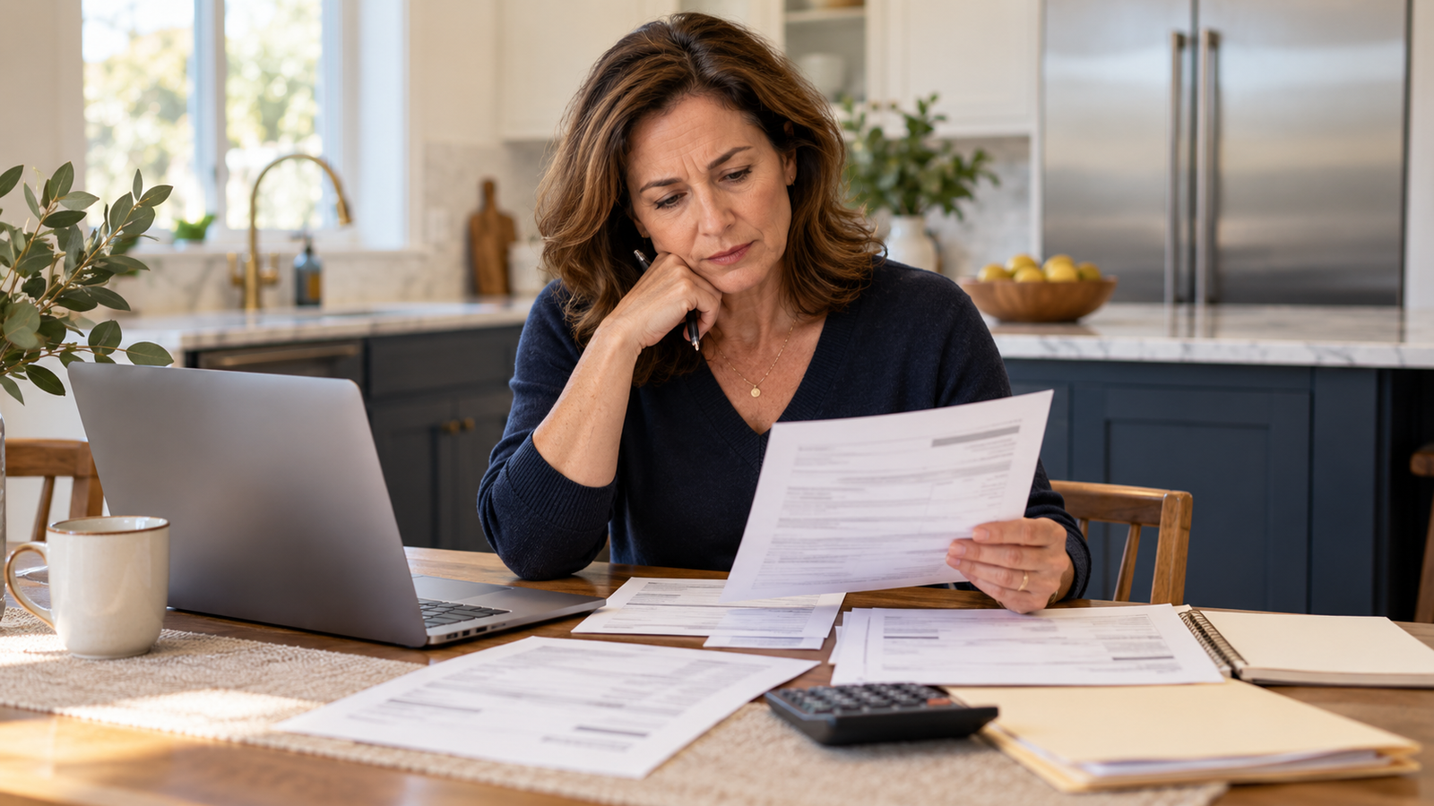 Consumer reviewing purchase documents and disputed charges