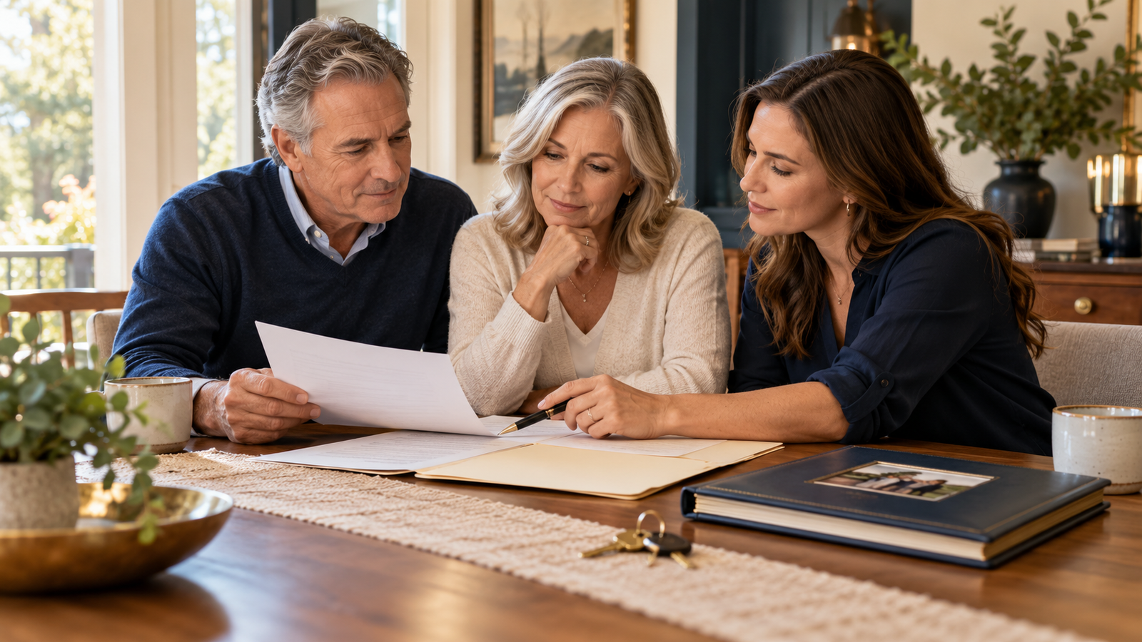 Family organizing estate-planning documents together